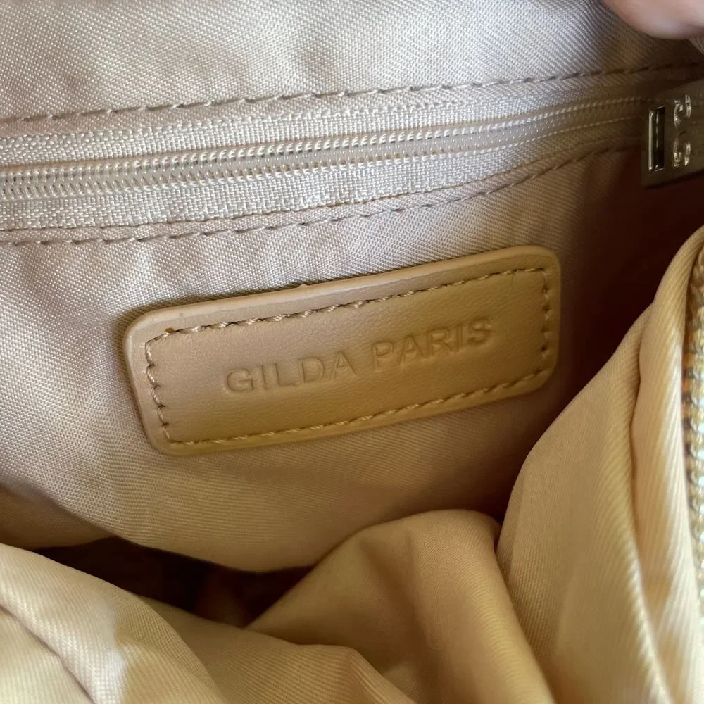 Gilda Paris Faux Fur Mini Shoulder Bag Tan Y2K Baguette NWT